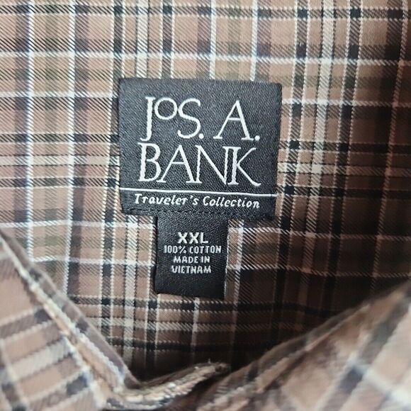Jos a Bank traveler's Men's  shirt xxl brown black beige  plaid cotton - Picture 2 of 10